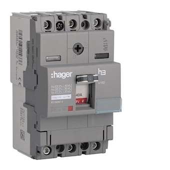 Disjoncteur boîtier moulé x160 3P 40kA 40A magnétique fixe|Hager-HAGHNA040M