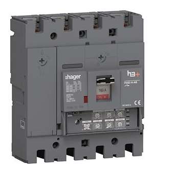 Disjoncteur Boitier Moulé h3+ P250 LSI AB 4P4D N0-50-100% 160A 25kA FTC|Hager-HAGHHT161JA