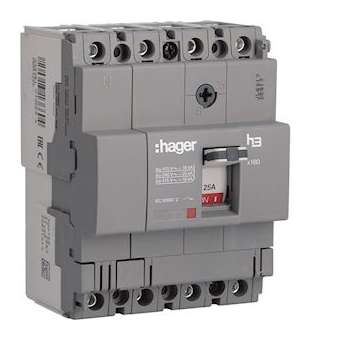 Disjoncteur boîtier moulé x160 4P 18kA 125A fixe|Hager-HAGHDA126L