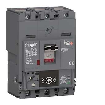 Disjoncteur Boitier Moulé h3+ P160 Energy 3P3D 100A 50kA CTC|Hager-HAGHMS100NC