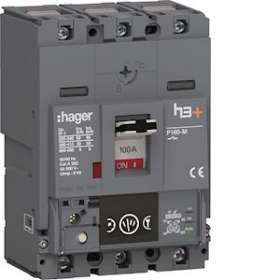 Disjoncteur Boitier Moulé h3+ P160 Energy 3P3D 100A 50kA CTC|Hager-HAGHMS100NC