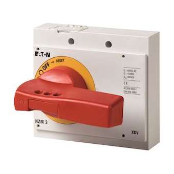 Poignée rotative pour mécanisme inverseur, rouge-jaune, verrouillable, taille 3|Eaton industries-EONNZM3-XDVR