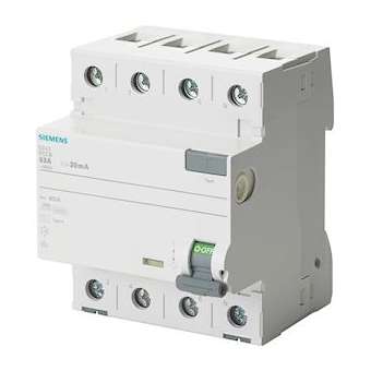 Inter.diff 4P, type A, In: 63 A, 500 mA, Un AC: 400 V|Siemens Industries et Infrastructures-SIE5SV3746-6