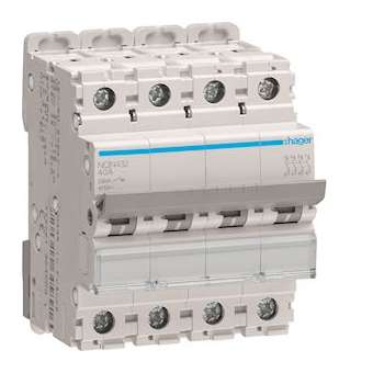 Disjoncteur 4P 20kA courbe B - 32A 4 modules|Hager-HAGNQN432