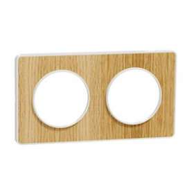 Odace Touch, plaque Bois naturel liseré Blanc 2 postes horiz./vert. 71mm|Schneider Electric-SCHS520804N