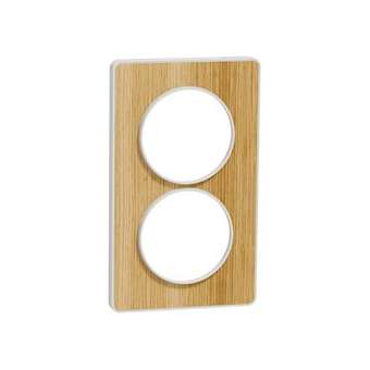 Odace Touch, plaque Bois naturel avec liseré Blanc 2 postes verticaux 57mm|Schneider Electric-SCHS520814N