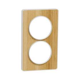 Odace Touch, plaque Bois naturel avec liseré Blanc 2 postes verticaux 57mm|Schneider Electric-SCHS520814N