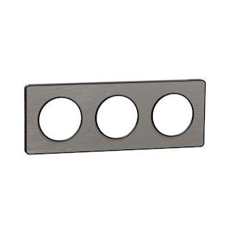 Odace Touch, plaque Aluminium brossé liseré Anth. 3 post. horiz./vert. 71mm|Schneider Electric-SCHS540806J
