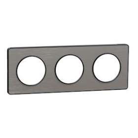 Odace Touch, plaque Aluminium brossé liseré Anth. 3 post. horiz./vert. 71mm|Schneider Electric-SCHS540806J