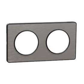 Odace Touch, plaque Aluminium brossé liseré Anth. 2 post. horiz./vert. 71mm|Schneider Electric-SCHS540804J