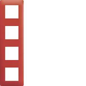 essensya Plaque 4 postes réversible entraxe 71mm Rouge émail|Hager-HAGWE474