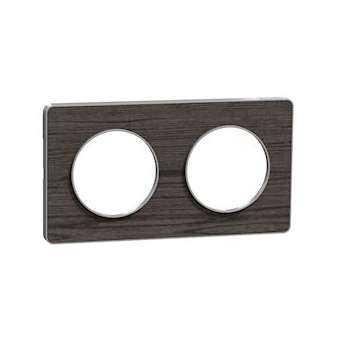 Odace Touch, plaque Chêne Astrakan avec liseré Alu 2 postes entraxe 71mm|Schneider Electric-SCHS530804P1