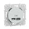 Odace - prise USB double - type A+C - Blanc Recyclé - 5 Vcc - 2,4A