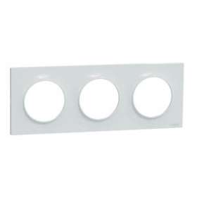 Odace Styl, plaque Blanc Recyclé 3 postes horizontaux ou verticaux entraxe 71mm|Schneider Electric-SCHS510706