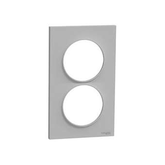 Odace Styl, plaque Alu 2 postes verticaux entraxe 57mm|Schneider Electric-SCHS520714E