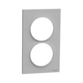 Odace Styl, plaque Alu 2 postes verticaux entraxe 57mm|Schneider Electric-SCHS520714E