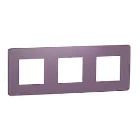 Unica Studio Color - plaque de finition - Prune liseré Blanc - 3 postes|Schneider Electric-SCHNU280614