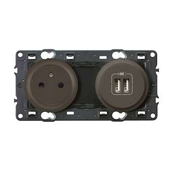 Prise de courant avec terre Céliane Surface et double chargeur USB - Graphite|Legrand-LEG099538