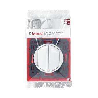 Poussoir + interrupteur ou va-et-vient Céliane Soft - blanc avec support|Legrand-LEG099734