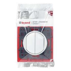 Poussoir + interrupteur ou va-et-vient Céliane Soft - blanc avec support|Legrand-LEG099734