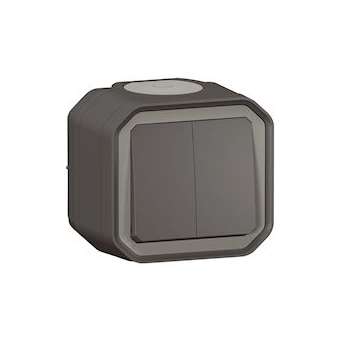 Commande double interrupteur ou poussoir Plexo complet saillie anthracite|Legrand-LEG069775L