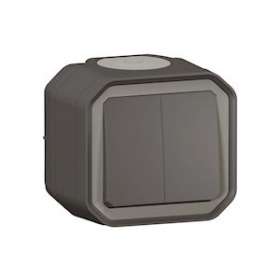 Commande double interrupteur ou poussoir Plexo complet saillie anthracite|Legrand-LEG069775L