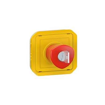 Coup de poing d'urgence déverrouillage à clé Plexo composable jaune|Legrand-LEG069548L
