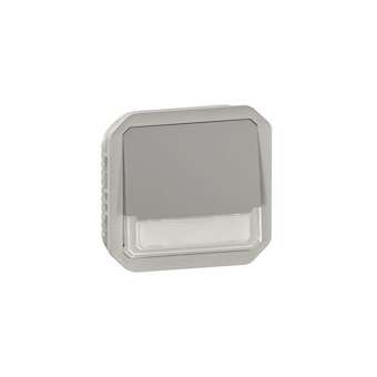 Poussoir NO-NF lumineux porte-étiquette Plexo composable gris|Legrand-LEG069544L