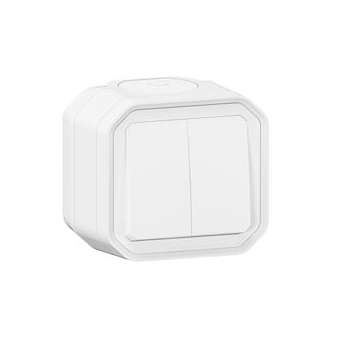 Commande double interrupteur ou poussoir Plexo complet saillie blanc|Legrand-LEG069755L