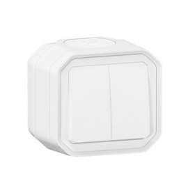 Commande double interrupteur ou poussoir Plexo complet saillie blanc|Legrand-LEG069755L