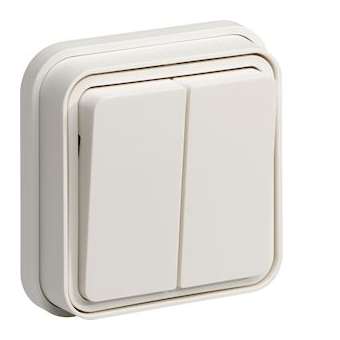 cubyko Double interrupteur va-et-vient encastré à griffes blanc IP55|Hager-HAGWNE040BG