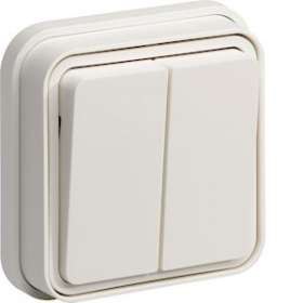 cubyko Double interrupteur va-et-vient encastré à griffes blanc IP55|Hager-HAGWNE040BG