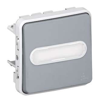 Poussoir porte-étiquette lumineux (voyant fourni) Plexo - Gris|Legrand-LEG069930