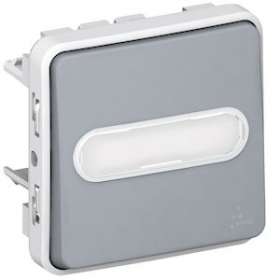 Poussoir porte-étiquette lumineux (voyant fourni) Plexo - Gris|Legrand-LEG069930
