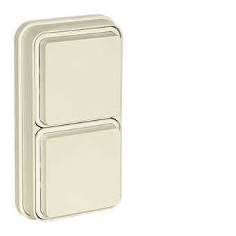 cubyko Prise double verticale 2P+T encastré blanc IP55|Hager-HAGWNE132B