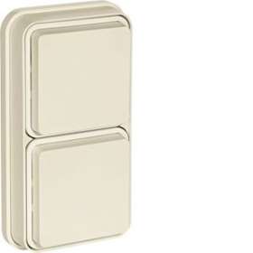 cubyko Prise double verticale 2P+T encastré blanc IP55|Hager-HAGWNE132B