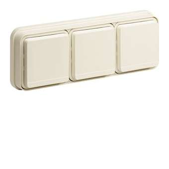 cubyko Prise triple horizontale 2P+T encastré blanc IP55|Hager-HAGWNE123B