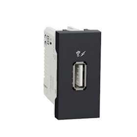 Unica - chargeur USB - 5Vcc - 1A - 1 module - Anthracite - mécanisme seul|Schneider Electric-SCHNU342854