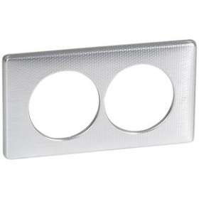 Plaque Céliane Métal 2 postes pour rénovation entraxe 57mm - finition Alu Snake|Legrand-LEG068728