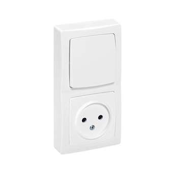 Interrupteur + prise de courant sans terre Appareillage Saillie - blanc|Legrand-LEG097625