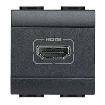 Prise HDMI Type-A préconnectorisée version 2.0 - Anthracite - 2 modules|Bticino-TICL4284