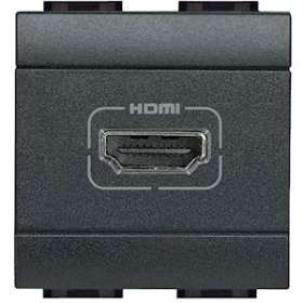 Prise HDMI Type-A préconnectorisée version 2.0 - Anthracite - 2 modules|Bticino-TICL4284