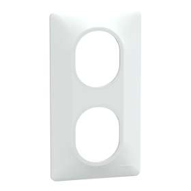 Ovalis - Plaque de finition - 2 postes vertical - entraxe 71mm Blanc|Schneider Electric-SCHS260724