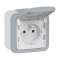Prise de courant étanche volet de protection IP55 Plexo complet saillie - gris
