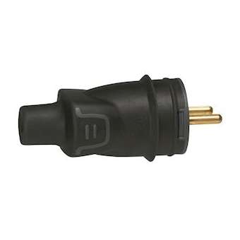 Fiche borne à vis 2P+T 16A IK08 IP44 à sortie droite avec étiquette avec Gencod|Legrand-LEG050114