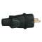 Fiche caoutchouc 2P+T 16A IP44 standard germanique à sortie droite - noir