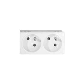 Prise TerCia 2 pôles + terre double spécial goulotte blanche|Iboco-IBOB45020