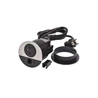 Disq80 Incara 2P+T + USB A+C + sortie de câble + cordon fiche 2P+T - métal|Legrand-LEG654708