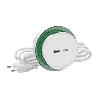 Unica System+ - bloc de prise à encastrer XS - USB A+C - câble 2m - blanc|Schneider Electric-SCHINS44008