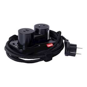 Prise 2P+T et chargeur USB A+C Electr'On Incara 2 postes - noir|Legrand-LEG654903